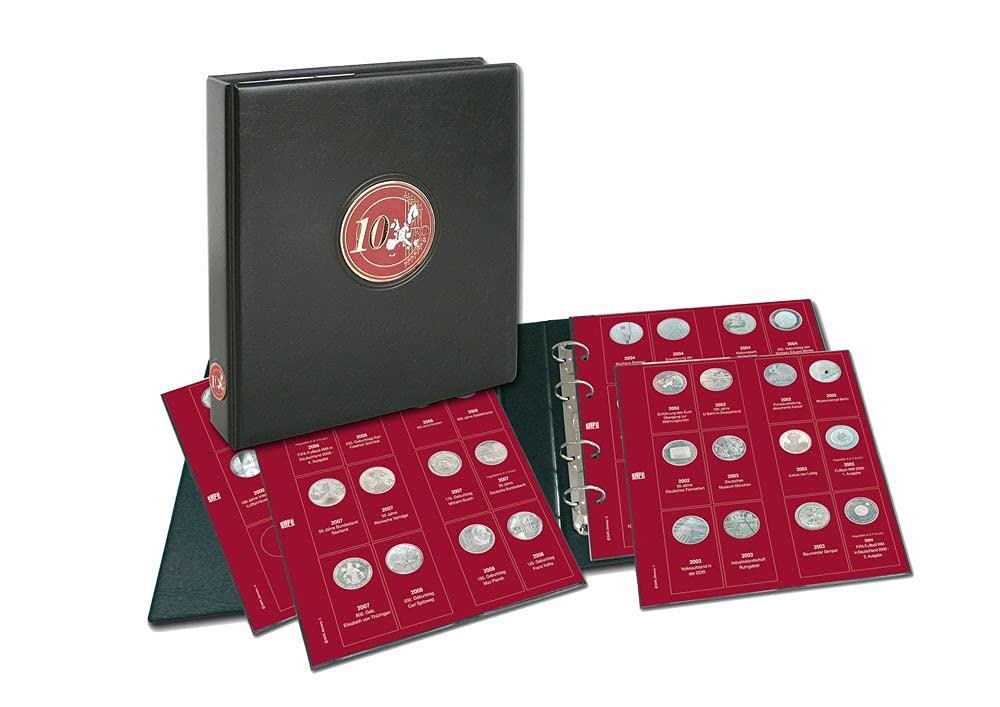 SAFE Album na monety premium 10 euro z 5 stronami na monety i 5 kompletnymi stronami formularza ze wszystkimi kolorami 10 euro do 2010 r