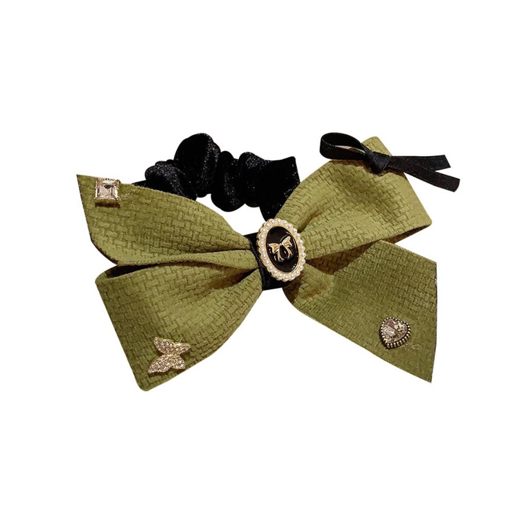 Hair Accessories Socialite Wind Green Velvet Headdress Rhinestone Pearl