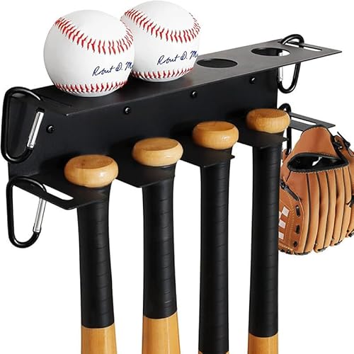Baseball-Aufbewahrungsregal zur Wandmontage, robuster Schlägerhalter aus Metall, Organizer für Sportgeräte zur Präsentation von Schlägern und Bällen zu Hause oder im Baseballstadion (schwarz) Baseball-Aufbewahrungsregal zur Wandmontage, robuster Schlägerhalter aus Metall, Organizer für Sportgeräte zur Präsentation von Schlägern und Bällen zu Hause oder im Baseballstadion (schwarz)