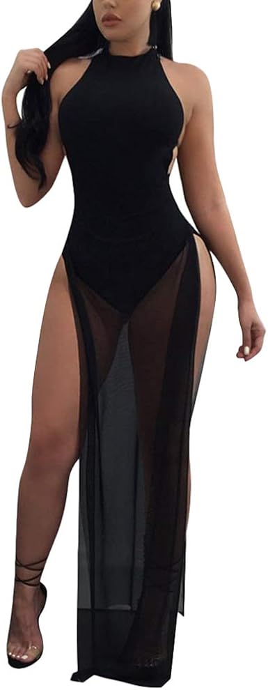 sheer backless dress