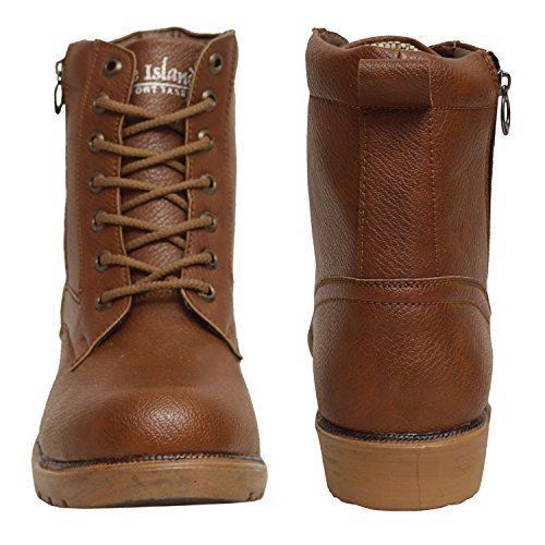 Image of Shoe Island Rider-X Solid Leather Tan Brown Zipper High Ankle Length Bike Riding Long Boots For Men (HB9711), Size 10 UK /India