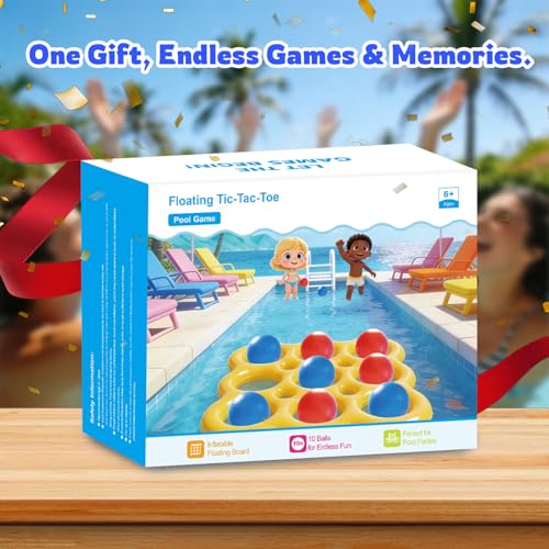JOMBY Pool Toys, 2-in-1 Giant Inflatable Tic Tac Toe Float Game for Kids Adults Family, with 10 Balls for Adults Teens Kids 2-10 Players — view 5