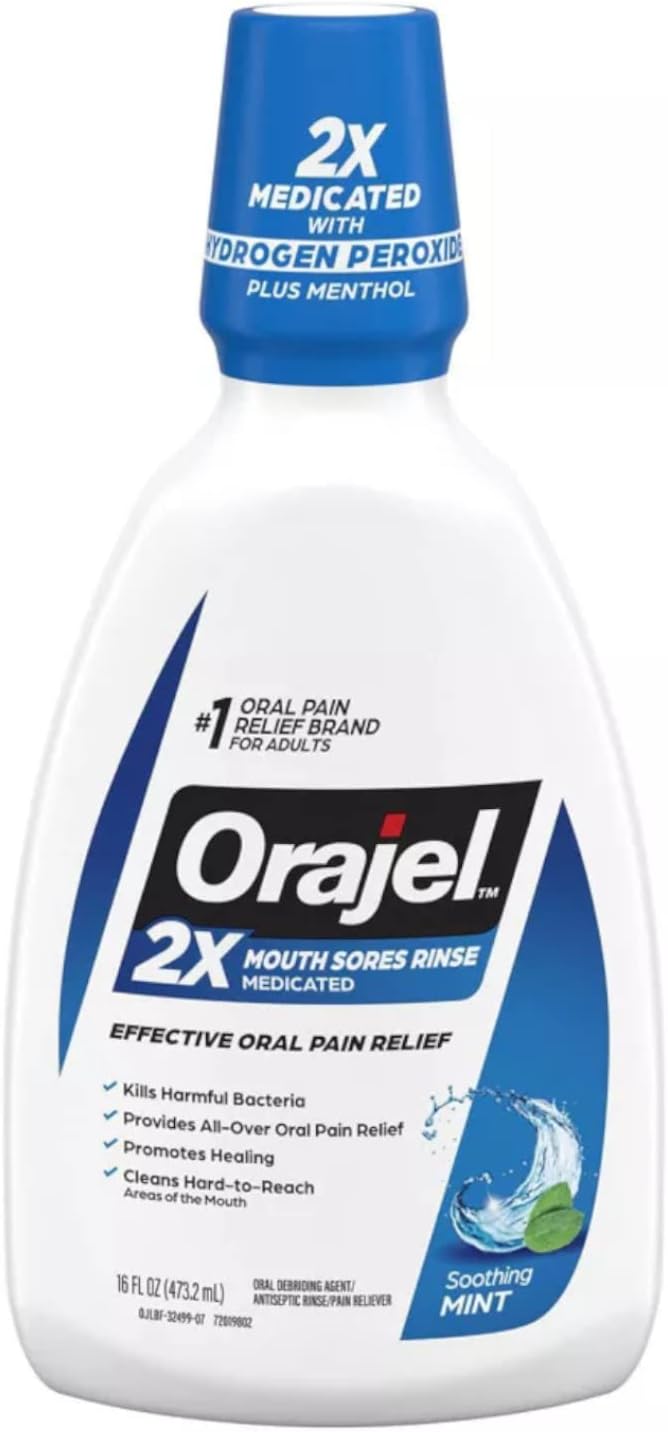 Orajel Antiseptic Mouth Sore Rinse 16 oz (Pack of 3)