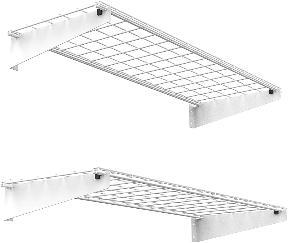 Wallmaster 2-Pack 15x45 Heavy Duty Garage Wall Shelving 45-inch-by-15-inch Wall Mount Garage Storage Rack Floating Shelves Max Load 400lb White