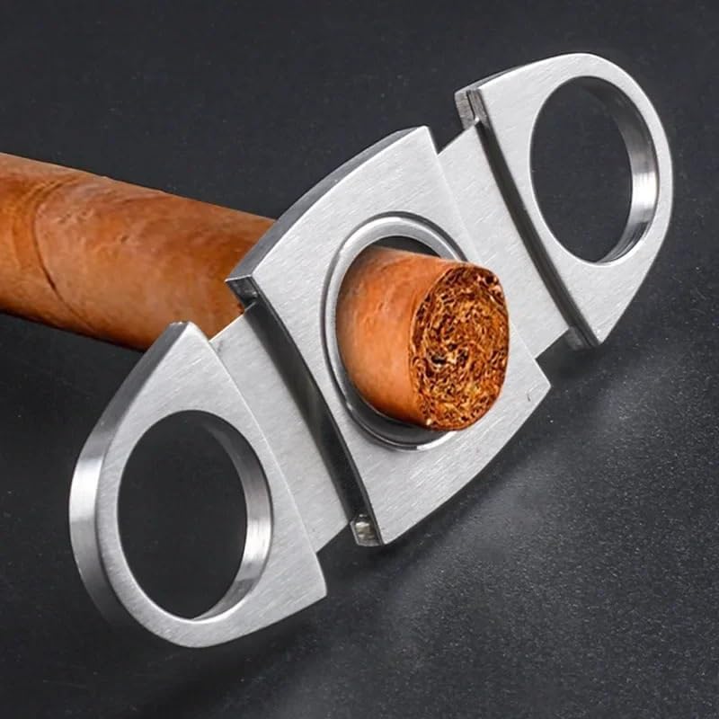 Cigar Cutter Stainless Steel Metal Puncher Guillotine Scissors Manual Handheld Pocket Accessory Tool(1PC)