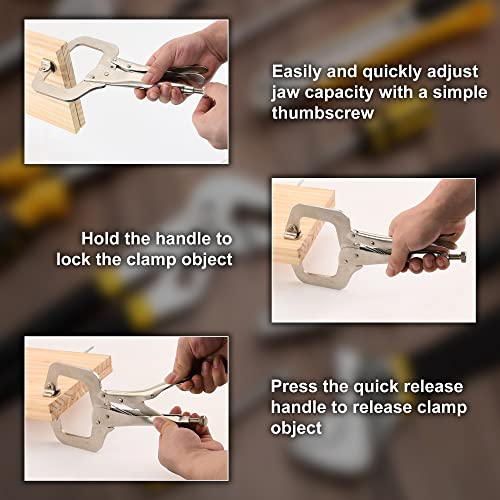 Luckyweld Metal Face Clamps,Heavy Duty Locking C-Clamp 2Pack With Swivel Pad For Diy Woodworking, Welding,Pocket Hole Joinery #TOP3