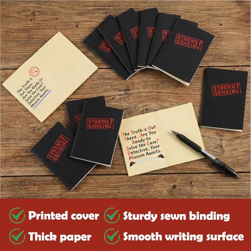 20 Stück „STRENG GEHEIM“ Mini Notizblöcke Klein - Detektiv Blanko Notizbuch, Portable Notebooks, A7 Journal Tagebuch Notizblock für Kindergeburtstag Party Mitgebsel Kinder Detektiv Geburtstag(10x7cm)