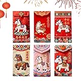 GZBMEZS Sobre rojo chino | 6 piezas de buena suerte lindo Hong Bao, bordado festival de primavera bolsillo rojo para dinero en efectivo – para festivales de primavera, vacaciones, bodas, inauguración