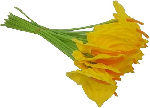 Miniatura 10 de 20 flores artificiales de anturio de tacto real, flores falsas para decoración del hogar, arreglos florales (rojo, rojo atardecer)