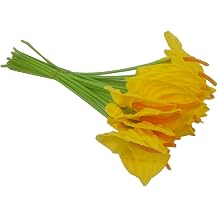 20Pcs Artificial Anthurium Flowers Real Touch Fake Flower for Home Decor Floral Arrangements Bouquets Yellow