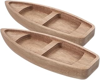 Angoily Wooden Boat Canoe Model, 2pcs Unfinished Wood Boat, Boat-Serving Tray, Nautical Decorations Craft Toy Kids Home Office Decoration DIY Project Painting Art Nautical Decor Desk Shelf Art Piece
