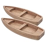 Angoily Wooden Boat Canoe Model, 2pcs Unfinished Wood Boat, Boat-Serving Tray, Nautical Decorations Craft Toy Kids Home Office Decoration DIY Project Painting Art Nautical Decor Desk Shelf Art Piece
