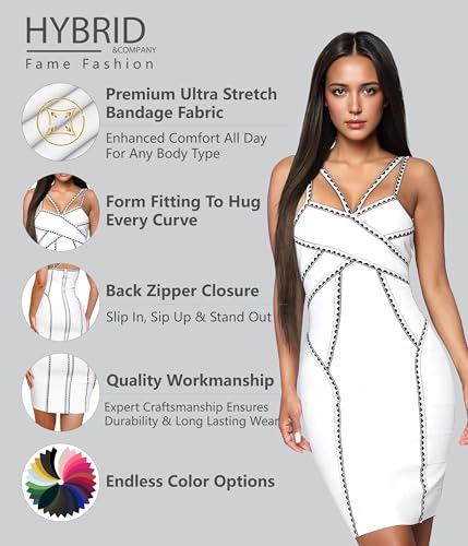 Image of Hybrid & Company Women's Elegant Bandage Dress | Stretch fabric, flattering bodycon fit, elegant silhouette, suitable for cocktail parties, events, and special occasions