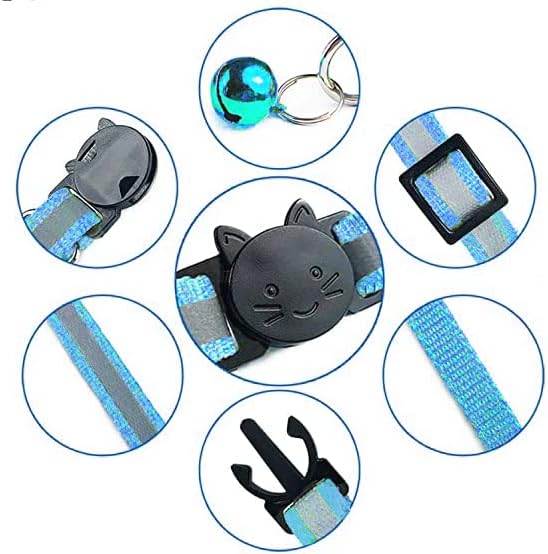 12-Pack Safety Release Reflective Cat Collars with Bell - Breakaway Buckle, Night Visibility, Anti-Hunting Bell - Adjustable Kitten & Adult Cat Collars (12 Multicolor) image 4