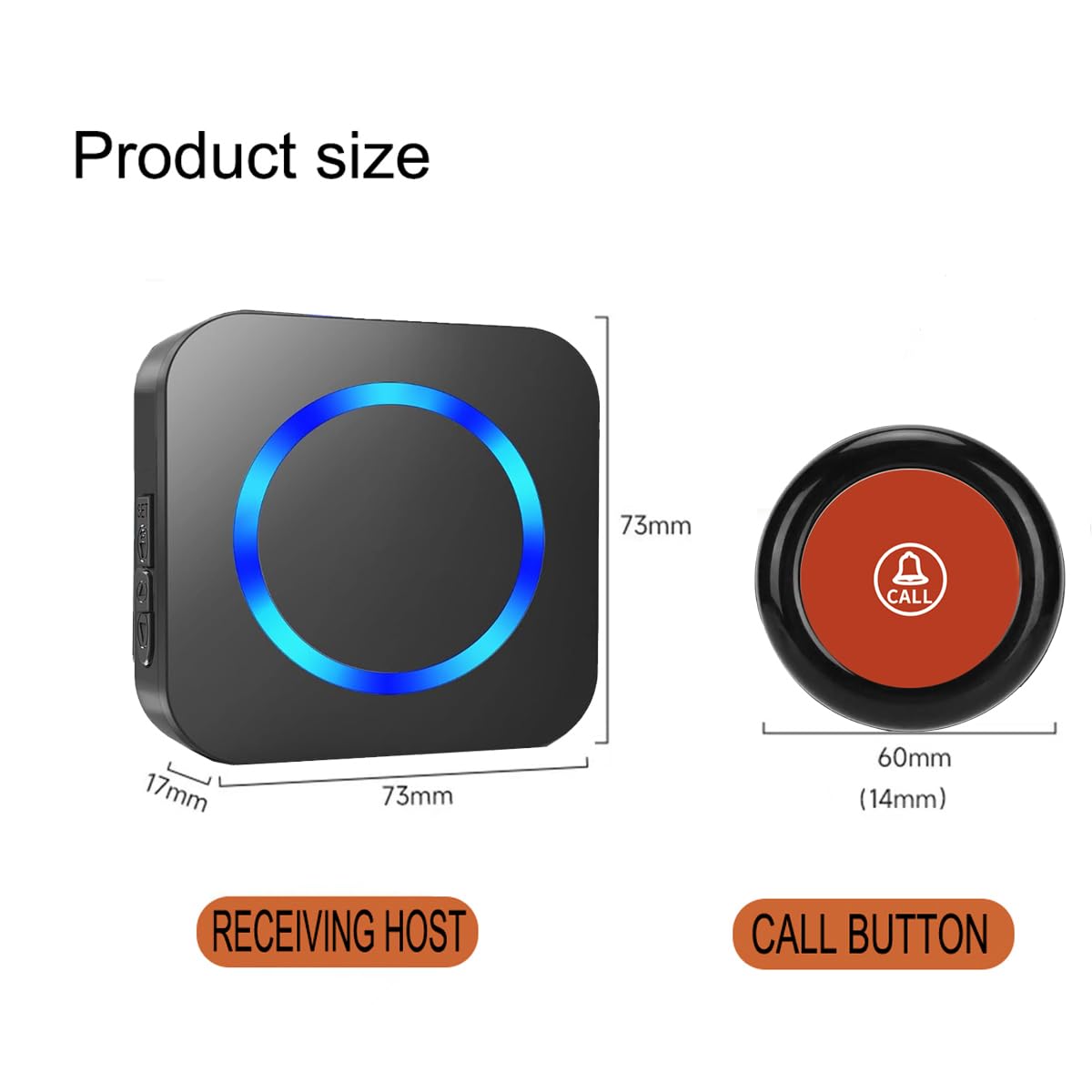 Wireless Caregiver Pager Call Button,Nurse Alert System Call Bell with 1000FT Range,Plug and Play Waterproof Call Button for Home/Patient/Disabled Attention Pager