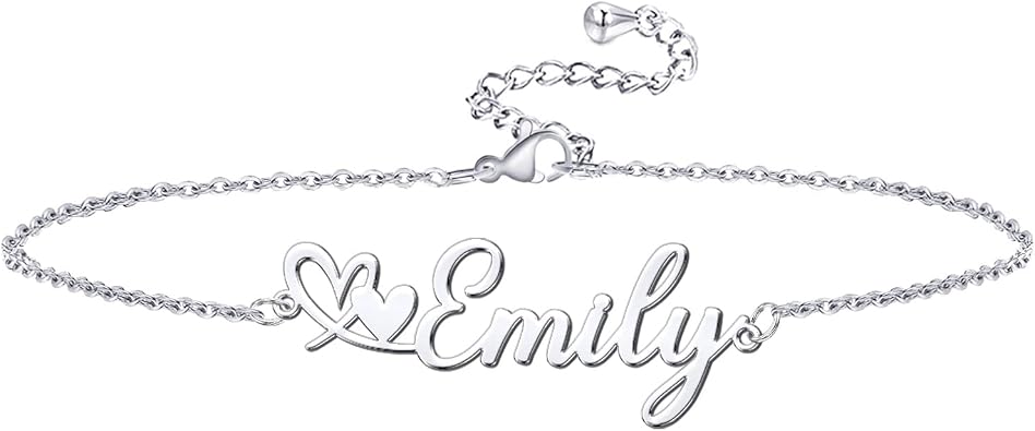 Novgarden Personalized Ankle Bracelets for Women, Sterling Silver Women Beaded Name Anklets with Cuban Chain Link Custom Bracelets Summer Beach Jewelry for Teen Girls