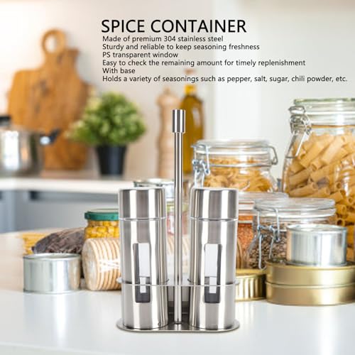Salt and Pepper Shakers with Holder, Stainless Steel Salt Shaker with Base Stand Sugar Seasoning Bottle Jar for Kitchen Restaurant by Hapivida - Used condition - Image 3
