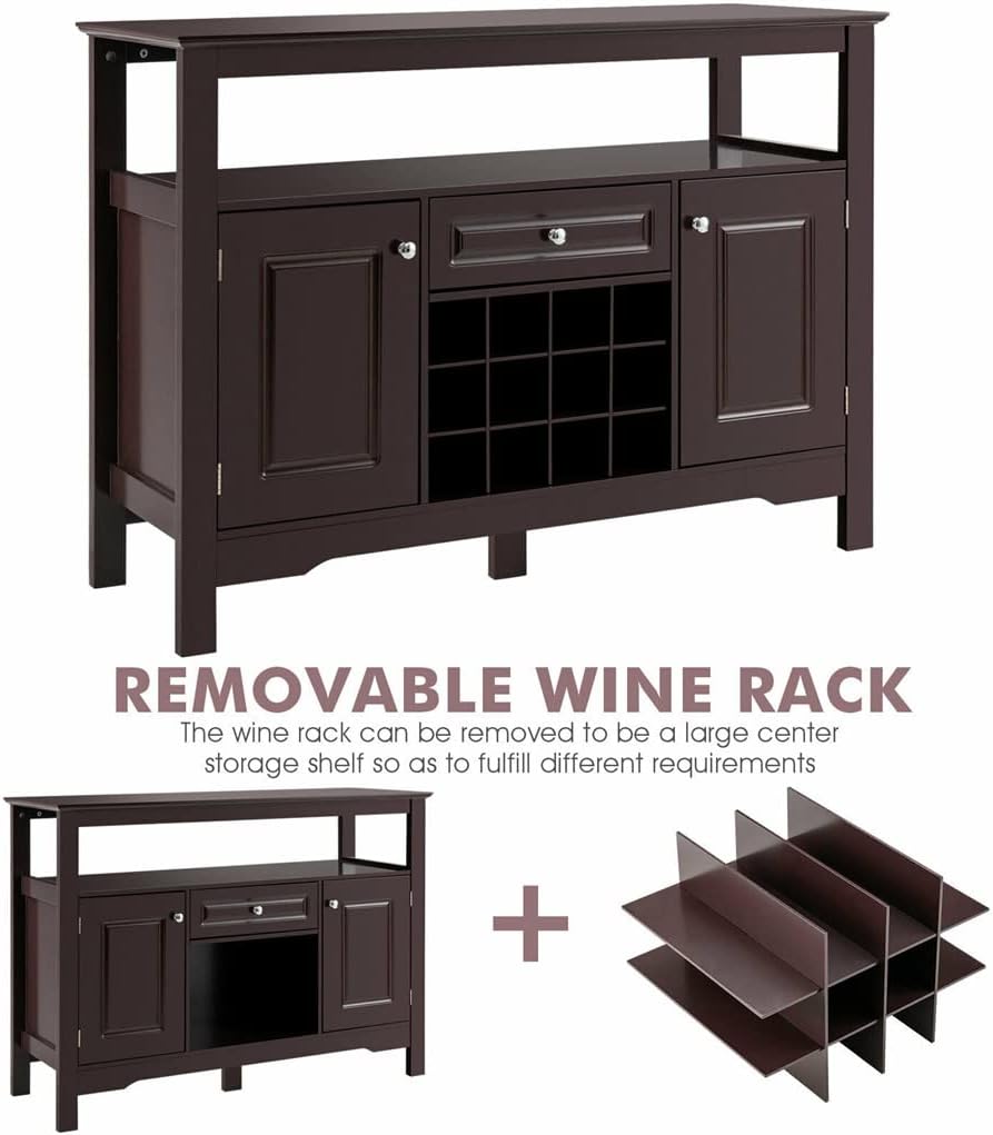 Storage Buffet Table Kitchen Brakes Wine Rack Brown Dining Cabinet Kitchen Furniture