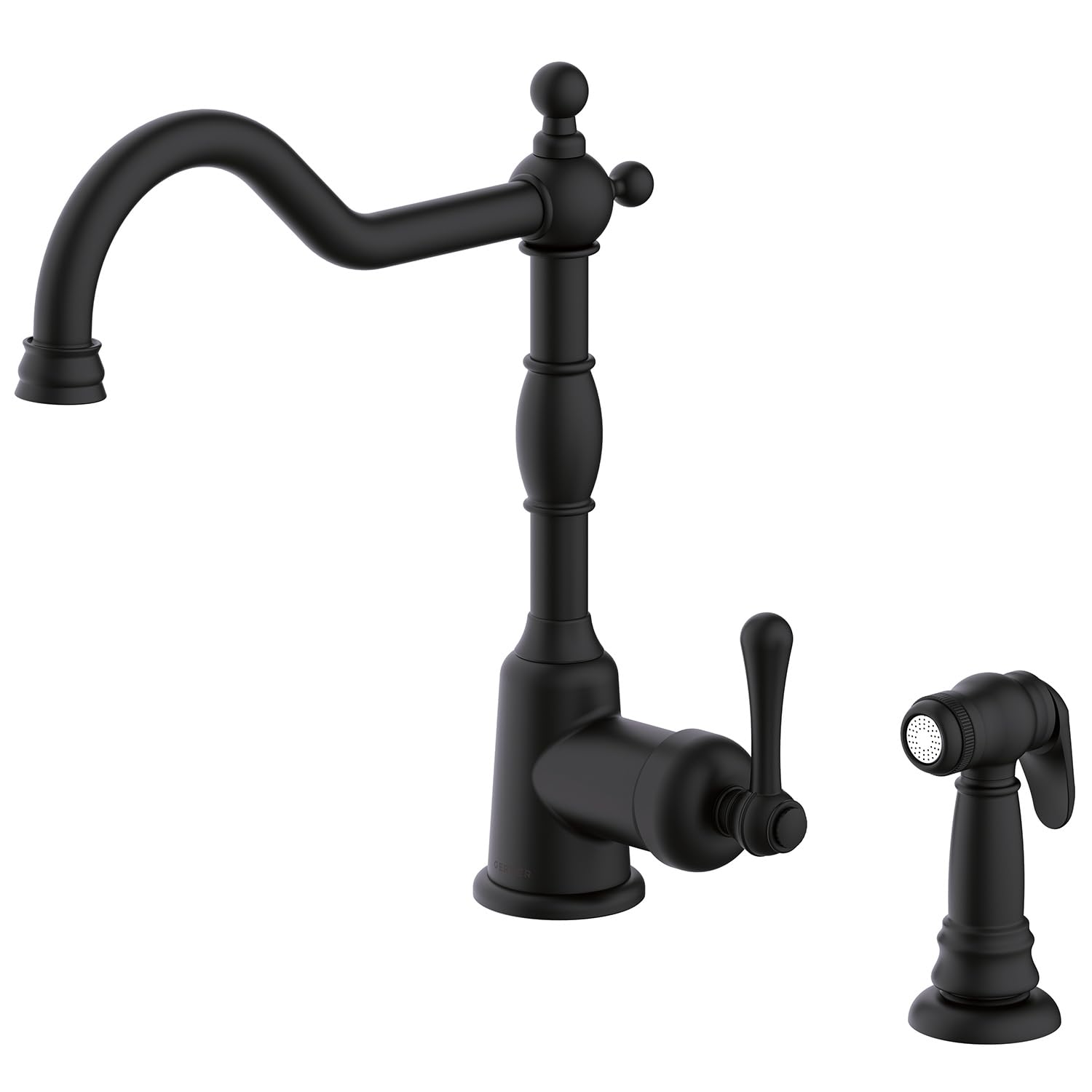 Gerber Opulence Black Kitchen Faucet with Side Spray - Farmhouse