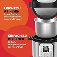 Instant Pot Duo 30 Elektro-Multikocher 3L - Schnellkochtopf, Schongarer, Reiskocher, Sautierpfanne, Joghurtbereiter, Dampfgarer und Speisewärmer, aus Edelstahl, Silver – Ansicht 6