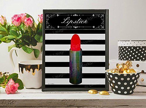 Amazon Com Lipstick Art French Bathroom Decor Girls Bathroom Print Girly Girl Quote Print Teen Girls Room Decor Dorm Decor Lips Makeup Art Black And White Wall Decor Handmade