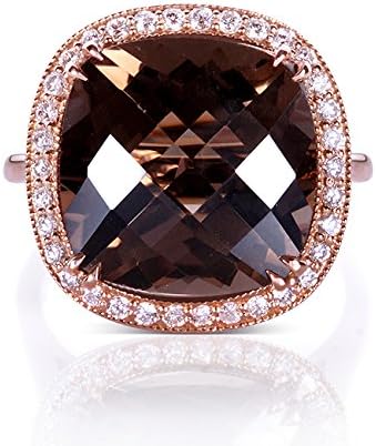 Kobelli Smoky Quartz and Diamond Ring 8 1/4 Carat (ctw) in 14k Rose Gold