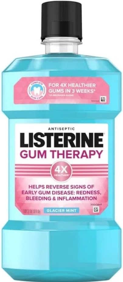 Listerine Gum Therapy Antiplaque & Anti-Gingivitis Mouthwash, ADA Accepted, Glacier Mint, 3 pk./1.5L