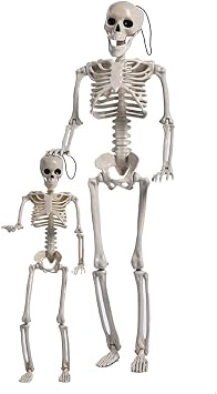 DOITOOL 2 Pack Halloween Skeletons, 40cm & 60cm Posable Hanging Props