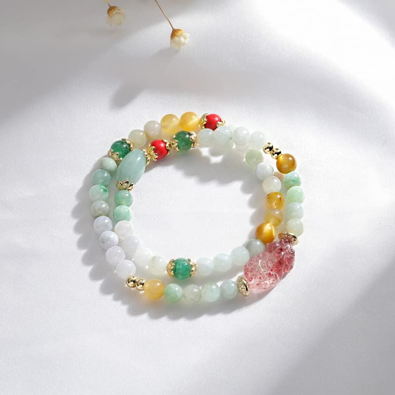 14K Gold Crystal Pearl Bracelet, Crystal Jade Stacked Bracelet, Birthday Gift for Mother, Wife, Girlfriend, Mother's Day Gift - Image 5