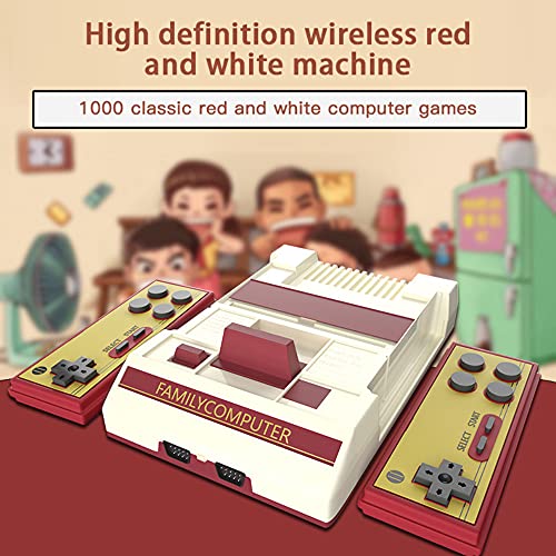 Wireless Game Console, 2.4G FC Family Video Game Console Dual Handles Built in 1000 Games Home Game