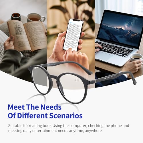Image of BLUEMOKY Reading Glasses for Men and Women: Blue Light Round Classic Eyeglasses - Computer Readers Glasses