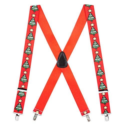 SuspenderStore Men's Christmas Tree Suspenders - 1.5 Inch Wide Clip SuspenderStore Men's Christmas Tree Suspenders - 1.5 Inch Wide Clip