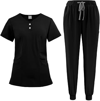 Unisex 2-Piece Scrub Set Short-Sleeve Top & Trousers for All Occasions