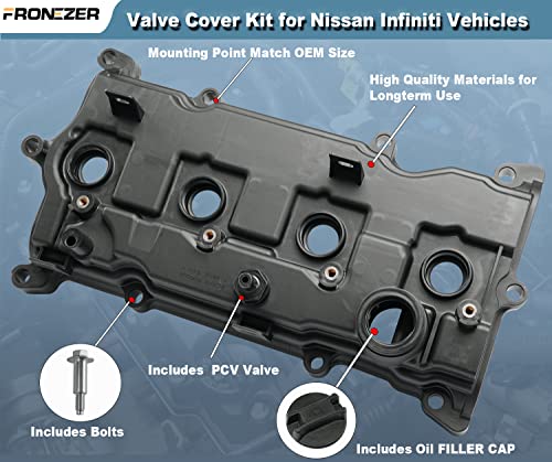 Engine Valve Cover With Gasket Bolts & Oil Filler Cap Compatible With 2013-2018 Nissan Altima 2016-2017 Nissan Murano 2014 Nissan Pathfinder 2014-2017 Nissan Rogue Infiniti Qx60 2.5L Part# 13264-3Ky0A #TOP4