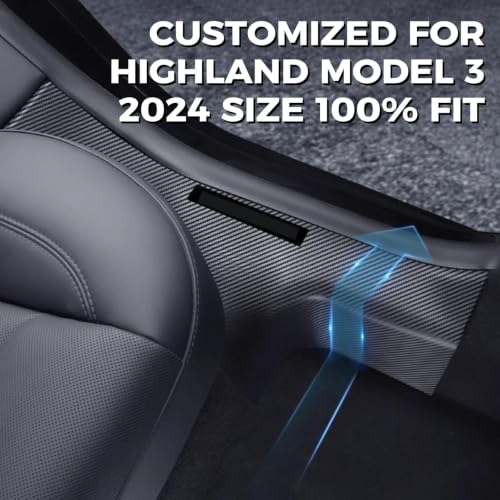 Image of 8Pcs Door Sill Protector for Tesla Model 3 Highland 2023 2024 2025 2026, Carbon Fiber Anti-Scratch, Highland Kick Protection Pad Interior Accessories, Friction Resistant, Easy Install