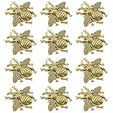 HEVSTIL 12 Pack Bee Shape Cabinet Knob,Nature Theme Single Hole Pulls Vintage Matte Gold Pewter Cabinet Knobs for Cabinet Dresser Knobs Furniture Door,Antique Gold
