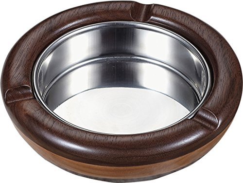 Visol Products VASH851 Georgia Round Cigarette Ashtray, Natural Maple Wood and Walnut