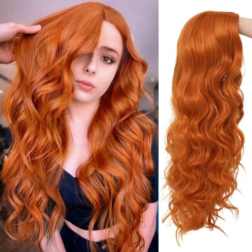 Perruque longue bouclée rousse pour soirées cosplay et déguisements Halloween
