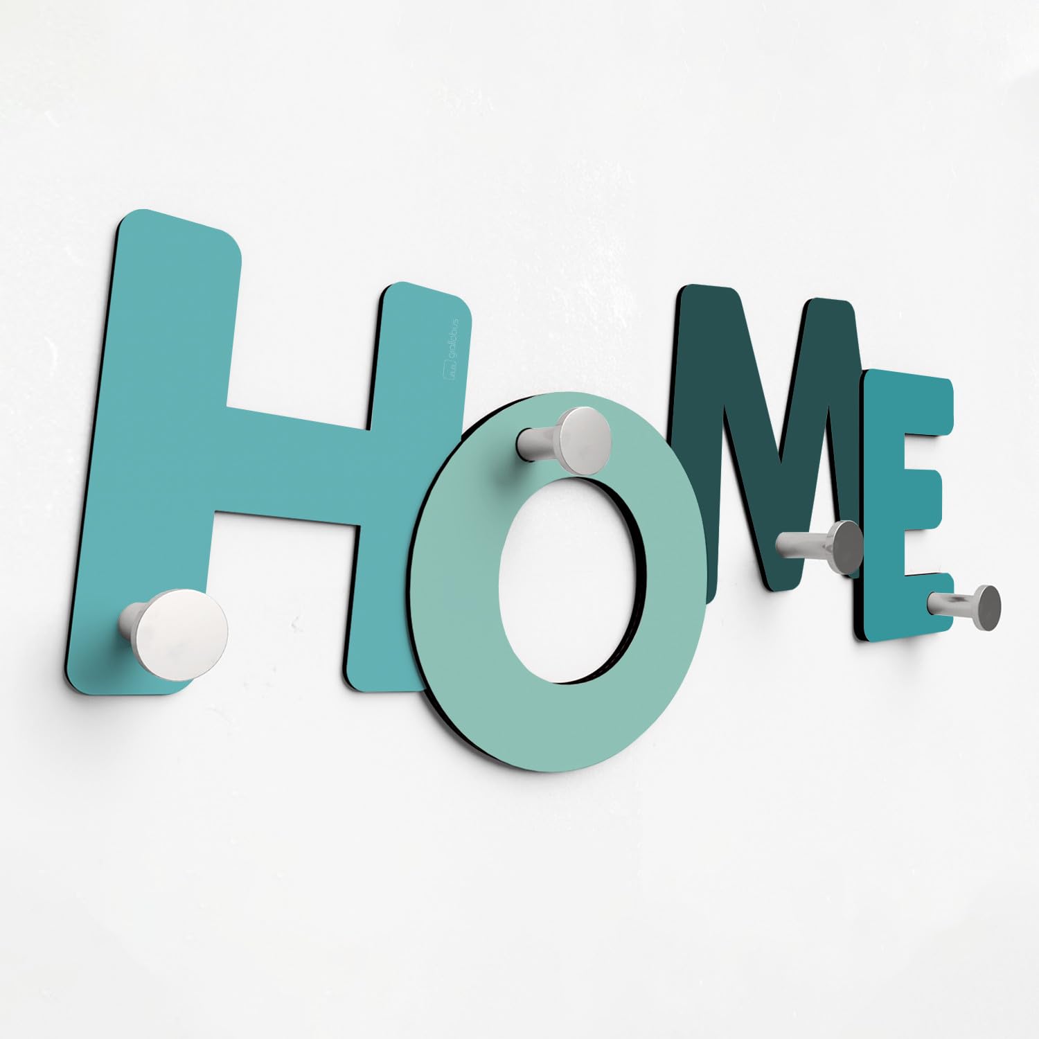 Giallobus - Appendiabiti da parete 4Me - 12 - Home - Legno Mdf + Alluminio - 60L x 25l cm - 07 - M - Attaccapanni da Muro con 4 Ganci in Alluminio e Legno