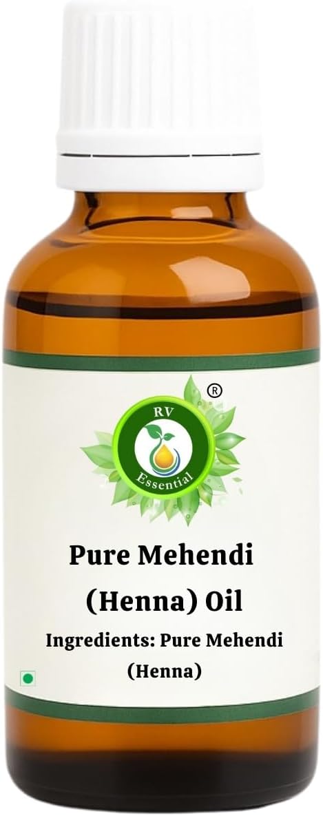 R V Essential Pure Mehendi (Henna) Oil 10ml- (100% Pure and Natural) For Skin Face Hair Body Nails Scalp Massage Aromatherapy Diffuser Soap Candle Perfume Making