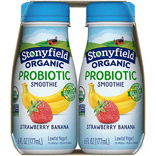 Stonyfield Farm Strawberry Banana Probiotic Smoothie, 6 Fl Oz, 4 Pack #TOP1