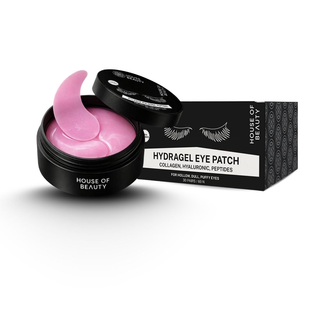 House of Beauty Hydragel Eye Patches For Dark Circles & Puffiness Reduction | Eye Patch with Collagen, Peptides & Hyaluronic Acid | For Hydration - 30 Pairs for both Women and Men | 95g