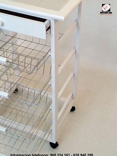 VERDULERO DOBLE CON CAJON AZULEJO 57X37X82 CM … (Blanco) - imagen 3