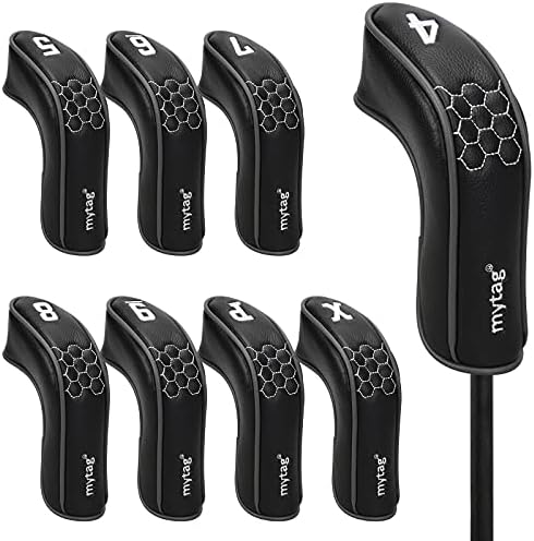 mytag 8pcs/lot Golf Hybrid Headcover Set Long Small Driving Iron Head Cover for Cleveland Launcher, Majek MX4, Cobra T Rail, Wilson Launch Pad, Tour Edge Utility Irons (1set of 8pcs(4,5,6,7,8,9,P,X))