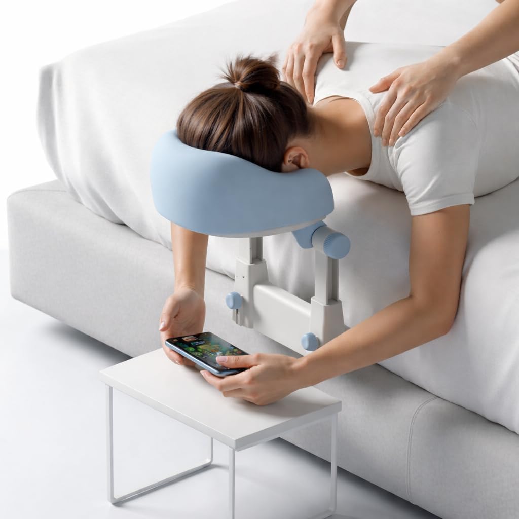 Massage Headrest for Bed, Adjustable Massage Face Cradle at Home, Portable Bed Massage Head Holder, Massage Table Head Rest for Salon Spa, Face Down Pillow After Eye Surgery
