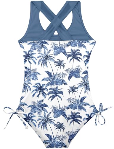 Image of BFUSTYLE Girls One Piece Swimsuit Cute Striped Bathing Suit Hawaii Swimwear 6-17 Years