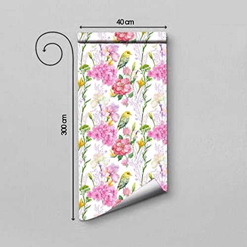Image of WallDaddy - Self Adhesive Wallpaper for Walls Big Roll (300x40) Cm Wallpaper for Bedroom | Wall Papers Wall Stickers in Home Decor Flower Wallpaper Stick and Peel | Floral Wallpaper (Canary Bird)