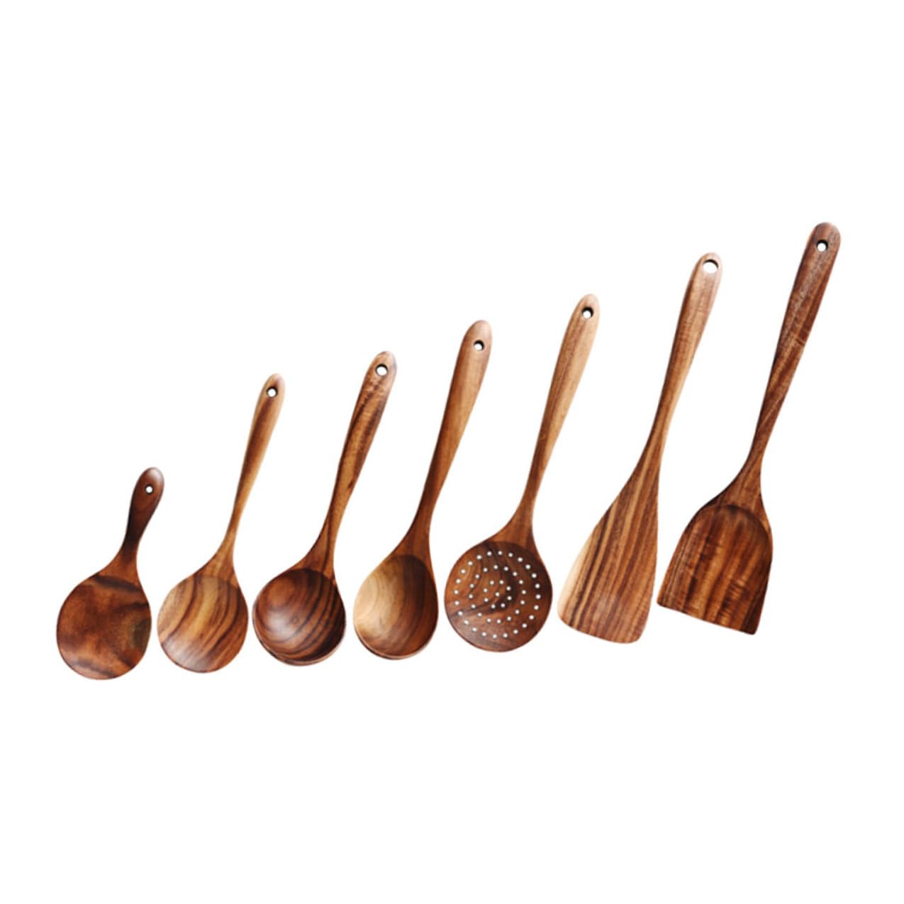 Veemoon Set di Cucchiai per Servire e Preparare Insalate per Cucina con Design Multifunzionale in Legno Elegante e Pratico