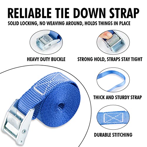 Cartman 1" X 12' Lashing Straps Up To 600Lbs,4Pk Blue #TOP1