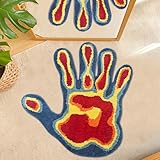 Shovagy Hand Shaped Rug Fun Bathroom Rugs Cool Abstract Cute Bath Mat Tufted Extra Soft Quick Dry Water Absorbent Non Slip Bath Mats Bedroom Aesthetic Decor Carpet, 2.6 x 2.6FT
